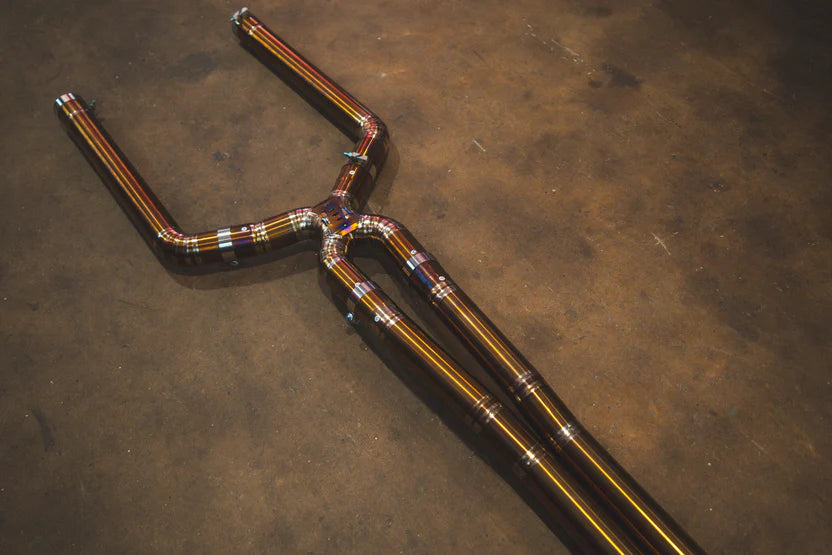 BMW F90 M5 Valved Sport Exhaust System Gold + Purple Burnt Titanium (4) Titanium Burnt (3.5 outlet)