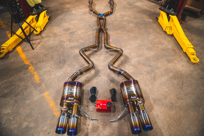 BMW E9x M3 Valved RACE Exhaust System - Titanium Exhaust - Dual Resonated - Burnt Titanium Tips