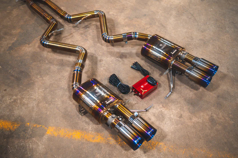 BMW E9x M3 Valved RACE Exhaust System - Titanium Exhaust - Dual Resonated - Burnt Titanium Tips