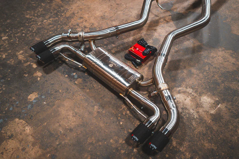 BMW G20 M340i / M440i Valved Sport Exhaust System - Polished Finish - 1x1 Carbon Fiber