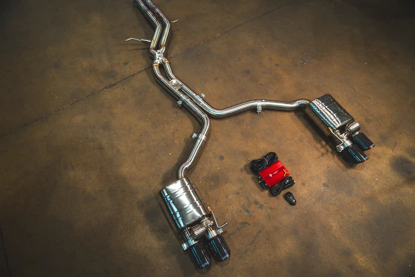 Audi B8 / B8.5 S4 / S5 Valved Sport Exhaust System - Anodized Gold w/ 1x1 Carbon Tips