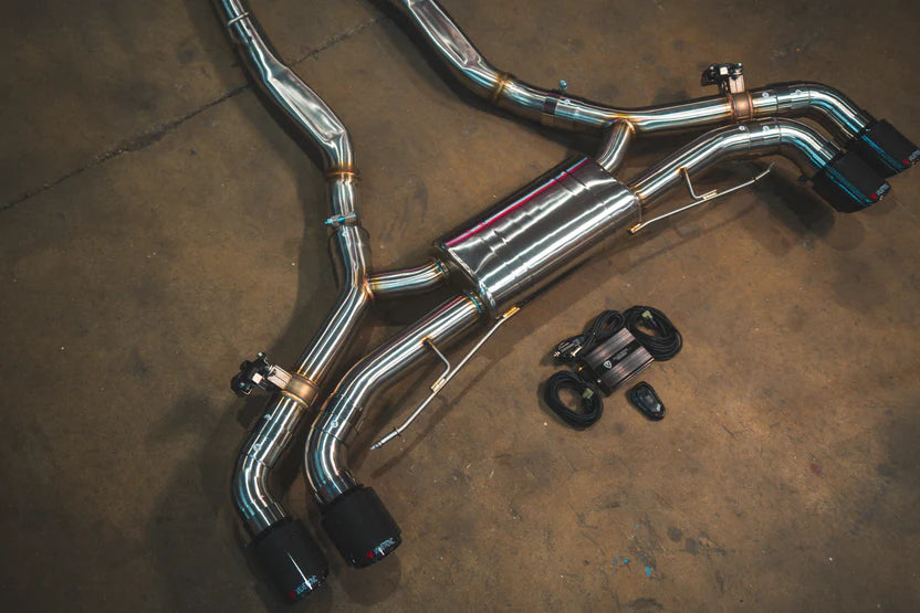 BMW X5M / X6M F95 / F96 Valved Sport Exhaust System - Brushed w/ 1x1 Carbon Tips