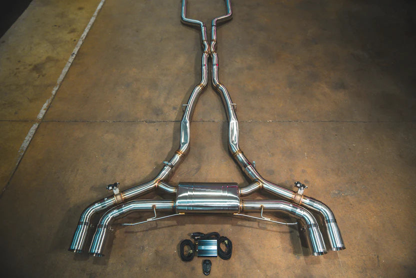 BMW X5M / X6M F95 / F96 Valved Sport Exhaust System - Brushed w/ 1x1 Carbon Tips