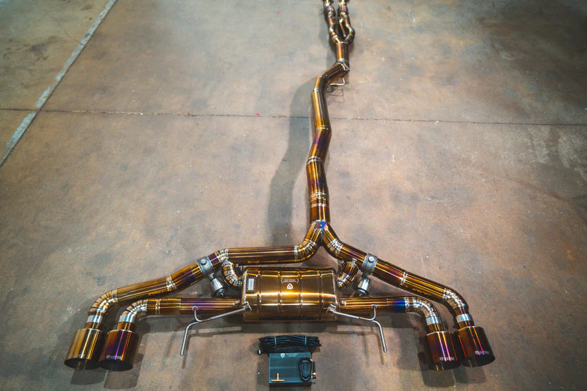 Nissan R35 GTR Valved Sport Exhaust - Titanium with Burnt Titanium Tips