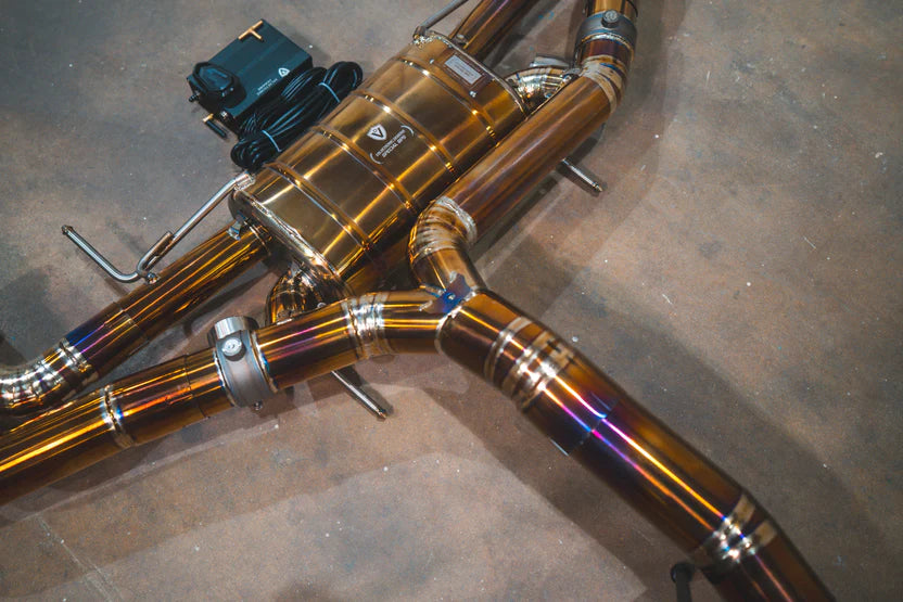 Nissan R35 GTR Valved Sport Exhaust - Titanium with Burnt Titanium Tips