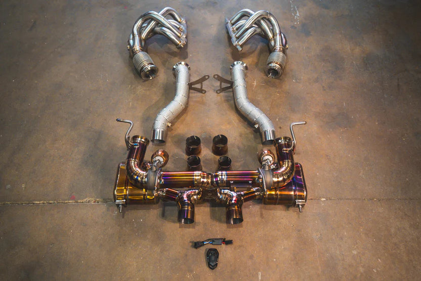 Ferrari 458 Italia Valved Sport Exhaust System & Race Front Pipes & F1 Headers- Grade 5 Titanium