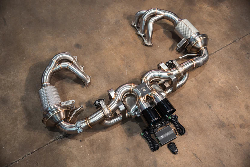 Porsche 992 GT3 Valved Sport Exhaust System - Brushed Stainless Steel - FREE FLOW