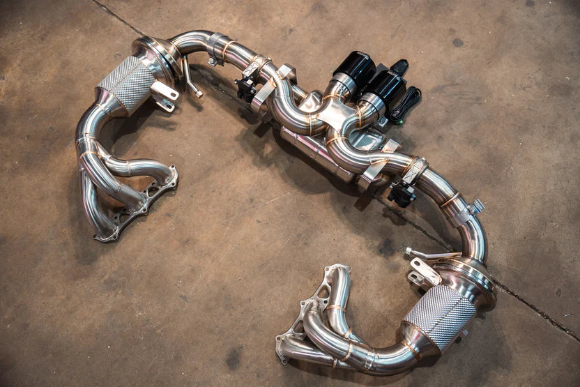 Porsche 992 GT3 Valved Sport Exhaust System - Brushed Stainless Steel - FREE FLOW