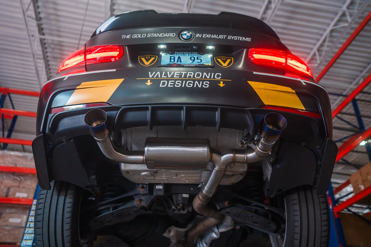 BMW F30 / F22 / F36 / F32 Valved Sport Exhaust System (Axleback) - Polished - 1x1 Carbon Tips - 3.5" Outlet