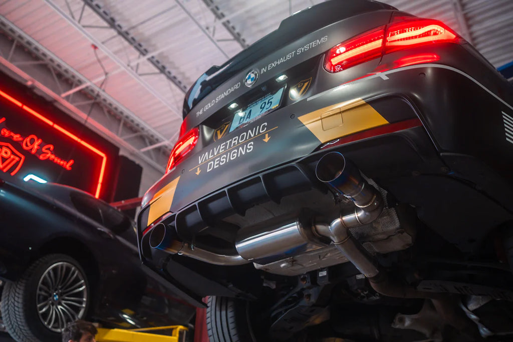 BMW F30 / F22 / F36 / F32 Valved Sport Exhaust System (Axleback) - Polished - 1x1 Carbon Tips - 3.5" Outlet