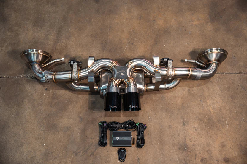 Porsche 992 GT3 Valved Sport Exhaust System - Brushed Stainless Steel - FREE FLOW