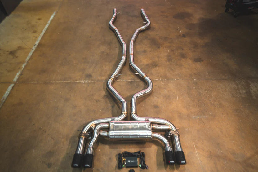 BMW F85 X5M / F86 X6M Valved Sport Exhaust System - Brushed w/ 1x1 Carbon Tips