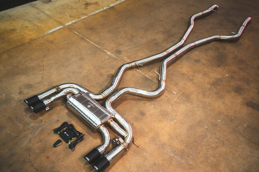 BMW F85 X5M / F86 X6M Valved Sport Exhaust System - Brushed w/ 1x1 Carbon Tips