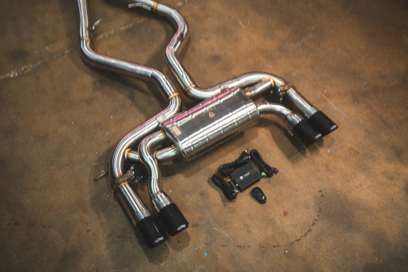 BMW F85 X5M / F86 X6M Valved Sport Exhaust System - Brushed w/ 1x1 Carbon Tips