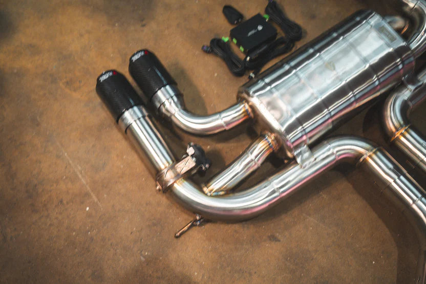 BMW F85 X5M / F86 X6M Valved Sport Exhaust System - Brushed w/ 1x1 Carbon Tips