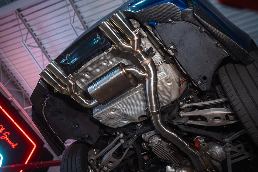 BMW M3/M4 F8x Equal Length Valved Sport Exhaust System - Grade 5 Titanium - Titanium Burnt Tips - 4.0" Outlet
