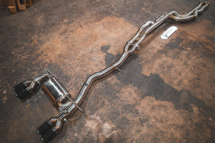 BMW M3/M4 F8x Equal Length Valved Sport Exhaust System - Grade 5 Titanium - Titanium Burnt Tips - 4.0" Outlet